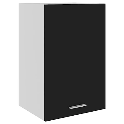 Image of vidaXL Kitchen Cabinet Home Equipment Indoor Furniture Appliance Tool Storage Shelf Organiser Morden Cupboard Black Chipboard