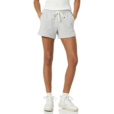 Image of Amazon Essentials Women&#039;s Fleece Shorts with Pockets, Light Grey Heather, XXL