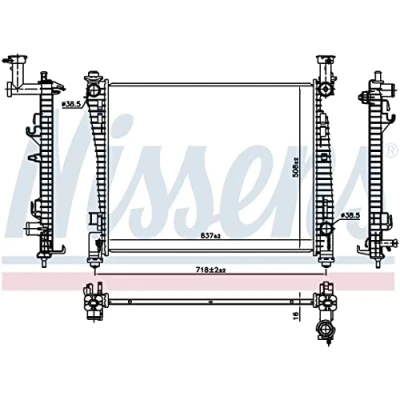 Image of 52014529AB, 55038185AE, K52014529AB, K55038185AE Engine radiator NISSENS 61032