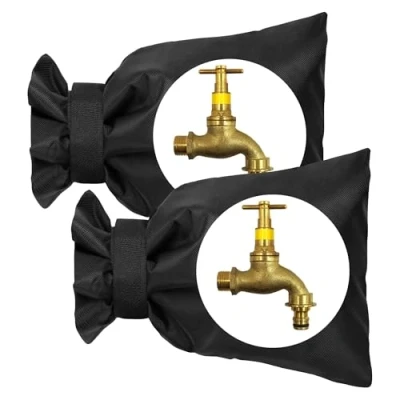 Image of Outside Tap Cover Frost Protector Pack of 2 Outdoor for Winter Easy Fit Thermal Garden Jacket Guard 20 cm Black