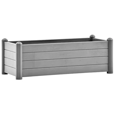Image of vidaXL Stone Grey Garden Raised Bed Rectangular Outdoor/Indoor Planter Box, 100x43x35cm, 80L Capacity, Polypropylene, Weather Resistant