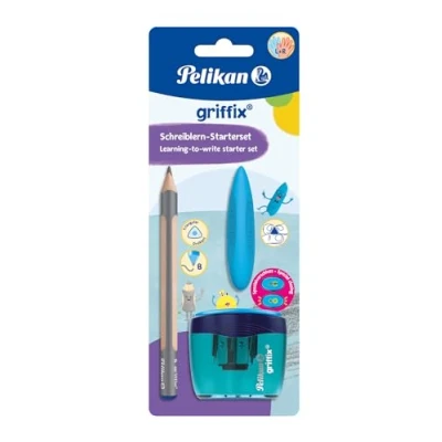 Image of Pelikan Griffix Set Consisting of Eraser, Pencil Sharpener, Blue, 1 Piece
