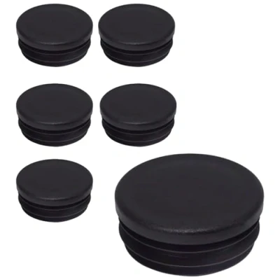 Image of SKIR&#039;CO (6 pcs) Round Tube Inserts 45 mm, Fence Post Plugs, Black Plastic End Caps, Pipe RAL 9005