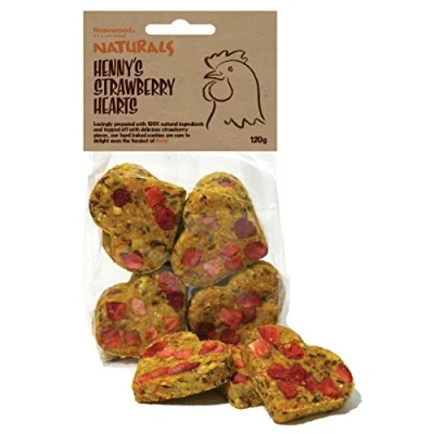 Image of Rosewood Naturals Henny&#039;s Strawberry Hearts for Chickens, 120 g