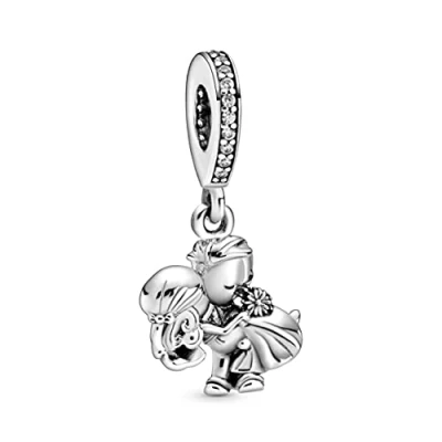 Image of Pandora Moments Women&#039;s Sterling Silver Married Couple Dangle Charm for Bracelet, No Box
