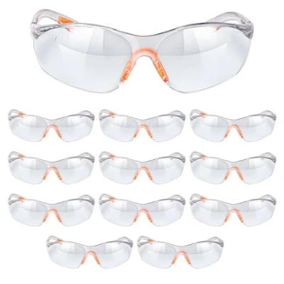 Image of Kurtzy Clear Safety Glasses for Work (12 Pack) Eye Protection Glasses/Safety Goggles Adults Anti Fog Protective Work, Squash &amp; Airsoft