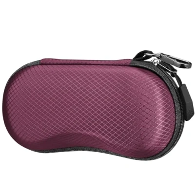 Image of Fintie Sunglasses Case, Hard EVA Shell Shockproof Sport Glasses Case with Metal Carabiner Travel Zipper Eyeglasses Dark Purple, One size