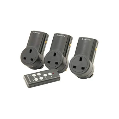 Image of Mercury 350.113 Remote Control Mains Socket Adaptors Set of 3, Black
