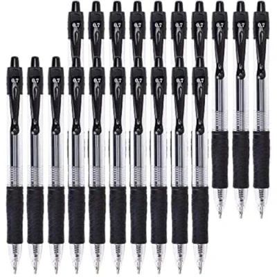 Image of Gel Pens, 0.7mm Retractable Rollerball Pens Black ink Smooth for Adult Writing Note Taking School &amp; Office Supply, Pack of 20