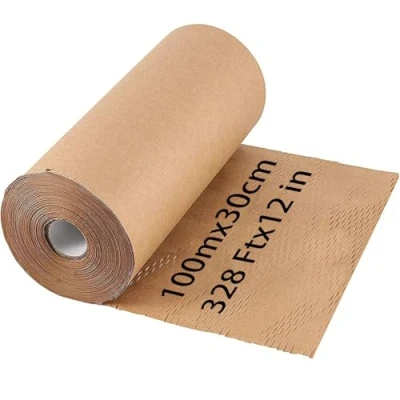 Image of HAKZEON 12 Inch x 328 Feet Packing Paper, Honeycomb Cushioning Wrap Eco Friendly Perforated Wrapping Paper Roll for Moving House Breakables