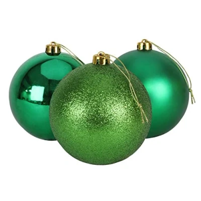 Image of Christmas Concepts® 3 150mm Extra Large Baubles Shiny, Matte &amp; Glitter Design Decorations (Emerald Green)