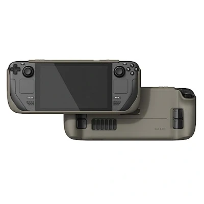 Image of Skull &amp; Co. GripCase SD for Steam Deck and OLED: A Soft Protective Case with Textured Grips Full Protection Stand, Shock Absorption Non Slip Anti Scratch Cover Design Coyote Gray