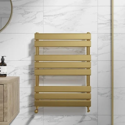 Image of DuraTherm Flat Panel Heated Towel Radiator Brushed Brass 800 x 600mm