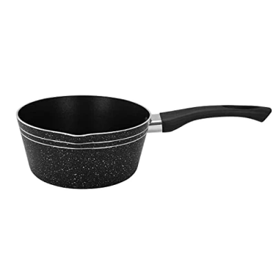 Image of Royalford Milk Pan 20CM Multipurpose Saucepan Non Stick Coating Soup Pot Pan, Easy to Clean, Induction Sauce with Pour Spout, Black (20 CM)