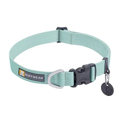 Image of RUFFWEAR Hi &amp; Light Dog Collar, Ultra Strong Lightweight, Tubelok Webbing, Aluminium Lead Attachment Ring Side Release Buckle, Stylish Neck Wear Accessory, Sage Green (Large, 51 66 cm)