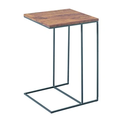 Image of ASPECT Alana Wooden Top Side End Laptop Table/Sofa Couch Console Stand, Steel Vintage, 40x40x60 cm