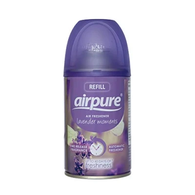 Image of AIRPURE Air O Matic Freshener Refill, 250ml, Automatic Spray Fragrance for Home, Office, Kitchens and Anywhere a Burst of Fresh Scent Lavender Moments