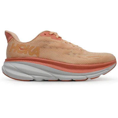 Image of HOKA Clifton 9 Road running shoes, Women&#039;s, Size: 6, Cantaloupe/white Textile/synthetics