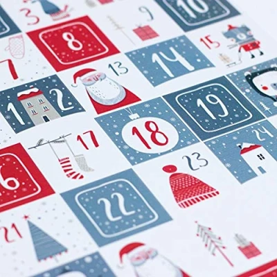 Image of Scandi Style Advent Red White and Grey Sticker Sheet with 35 Stickers