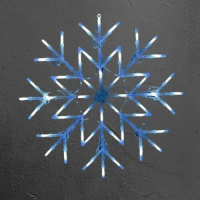 Image of BargainsMania Snowflake Cool White Window Light 50 LED Bulbs Battery Operated Steady &amp; Flashing 2 Modes Good for Festive Indoor/Outdoor Use, Christmas/Xmas, New Year Up