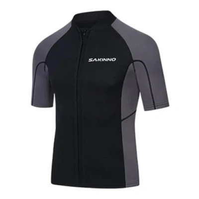 Image of Wetsuit Top Men 2mm Jacket Neoprene Long Sleeve Diving Suit for Water Sport,Gray,4XL