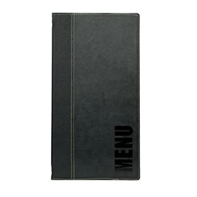 Image of Genware NEV MC TR45 BL Contemporary Long Menu Holder, 4 Pages, Black