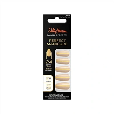 Image of Sally Hansen Salon Effects Perfect Manicure, Meet Me In The Metal Coffin, Press on Nails with Adhesive Tabs &amp; Glue, Easy Apply, 24 Pcs, Manicure at Home