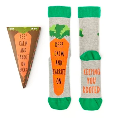 Image of Urban Eccentric Unisex Carrot Socks Gift 1 Pair Cotton Rich Premium Novelty Gifts