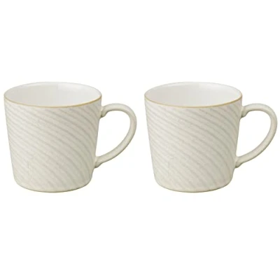 Image of Denby Impression Cream Large Coffee Mug Set of 2 400ml Stoneware Ceramic Tea Dishwasher Safe, Microwave Safe