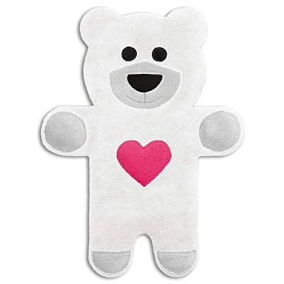 Image of Leschi Wheat Bag microwavable, unscented/Heat Pack for Stomach and Lower Back/Animal: Teddy Bear with Heart, White