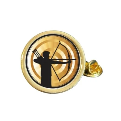 Image of Archery Archer Gold Plated Domed Lapel Pin Badge (L) in Bag
