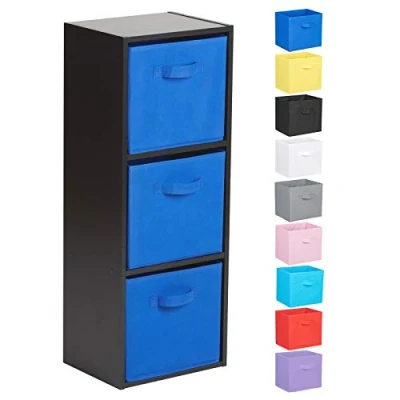 Image of Hartleys 3 Tier Black Cube Unit Blue