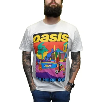 Image of Mazeys Mens Official Oasis White Be Here Now T Shirt Size XL