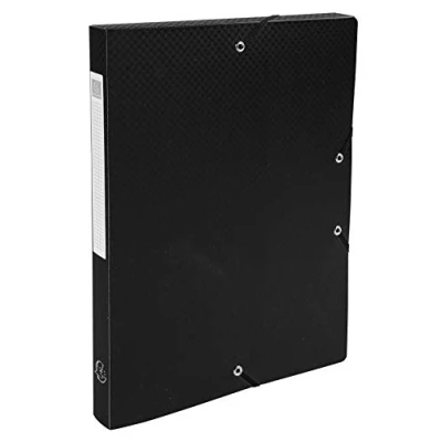 Image of Exacompta Ref 59681E Uni PP Elasticated Filing Box 250 x 330mm in Size, Suitable for Holding A4 Documents, 25mm Spine, Opaque Polypropylene, Spine Label Black