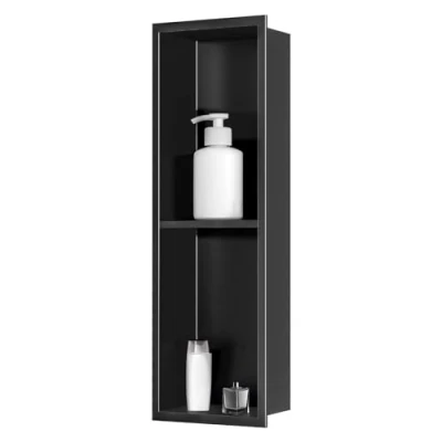 Image of sunrik Shower Niche, Embedded Niche Stainless Steel, with Shelf 20x60x10cm, Black