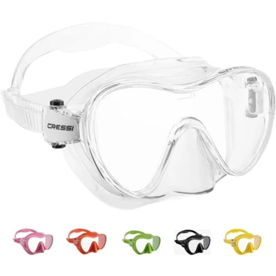 Image of CRESSI F1 Mask Clear Frameless for Diving and Snorkeling, Clear, One Size, Unisex