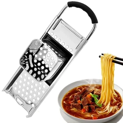Image of Stainless Steel Spaetzle Maker, Kitchen Pasta Cooking Tools, with Safety Pusher Dough Scraper Manual Comfort Grip Handle, 32.5 x 11 6.5cm