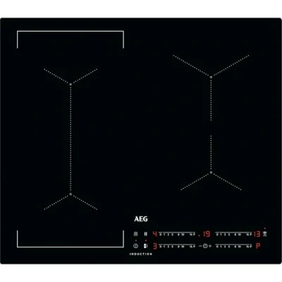 Image of AEG 6000 Series Induction Hob, IKX64441CB, 4 Cooking Zones, 60cm, Bridge Function, Hob2Hood Built In Hob Timer, Key lock, 3 Step Residual Heat, Black