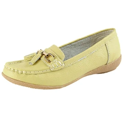 Image of Jo &amp; Joe Ladies Leather Loafer Shoes Plimsole Pumps Womens Flat Lime Size UK 6 EU 39