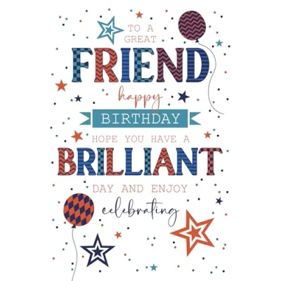 Image of Cherry Orchard Great Friend Birthday Card from Balloons, Stars &amp; Dots Gold Foil Embossed Finish