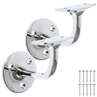 Image of 2X Chrome Handrail Brackets 63mm Wall Mounted Bannister Support