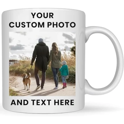 Image of EKAM Personalised Mug Text Photo Printed Collage Design Logo Customised Gift Cup 11oz Various Options Mothers Fathers Day Christmas and for Other Special Moments Coffee