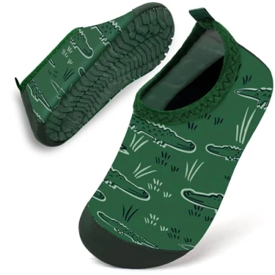 Image of Water Shoes Toddler Kids Baby Infant Boys Beach Swim Barefoot Aqua Socks Non Slip for Swmming Pool Park(Green Crocodile,18/19)