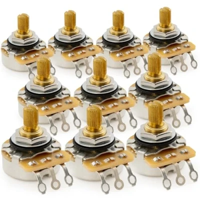 Image of CTS 450G Vintage Tone A250K Pots Brass Short Split Shaft 1/4 Inch 10% Audio Taper Potentiometers for Electric Guitar Bass (Set of 10)