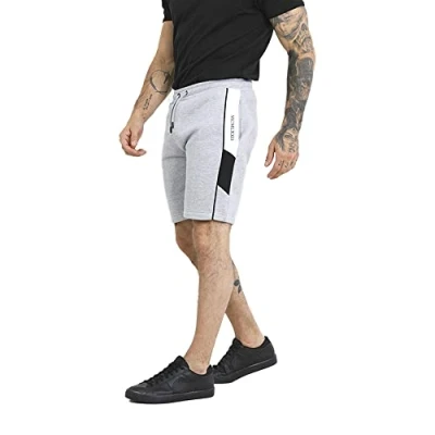 Image of BRAVE SOUL MSRT 516 Men&#039;s Knee Length Elasticated Waist Sweat Shorts Casual Activewear Parker Light Grey Mel M