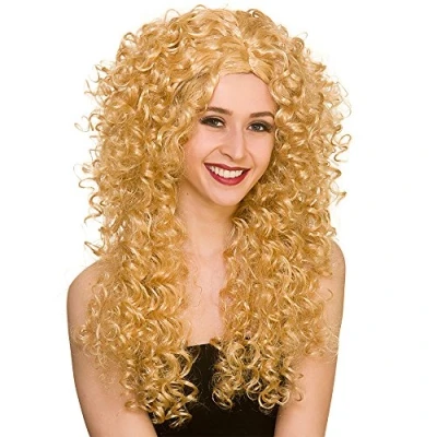 Image of Wicked Costumes Adult Long Blonde Curly Fancy Dress Wig