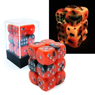 Image of Bescon Two Tone Glowing Dice D6 16mm 12pcs Set HOT ROCKS, Six Sided Die (12) Block of