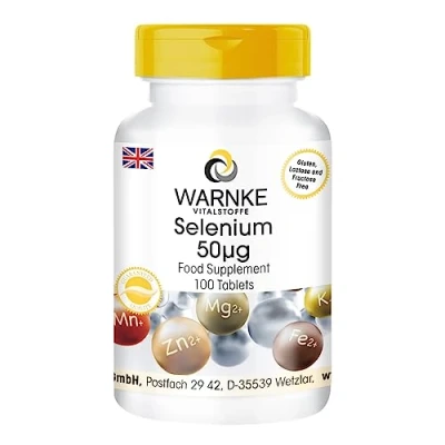 Image of Selenium Yeast, 50 mcg, 100 Tablets Vegitarian (Pack of 1 x 0.03 kg) Warnke Vitalstoffe German Pharmacy Quality