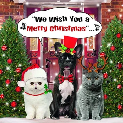 Image of Cute Dogs &amp; Cats, Cat Xmas Card, Christmas Card Generic, Cards, For Her, Generic Card,Dog Cards Him