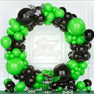 Image of Teselife Black Green Balloons, 119Pcs and Balloon Arch Garland Kit Men Women Bridal Baby Shower Engagement Anniversary Wedding Birthday Bachelor Game Theme Party Valentine Graduation Deco